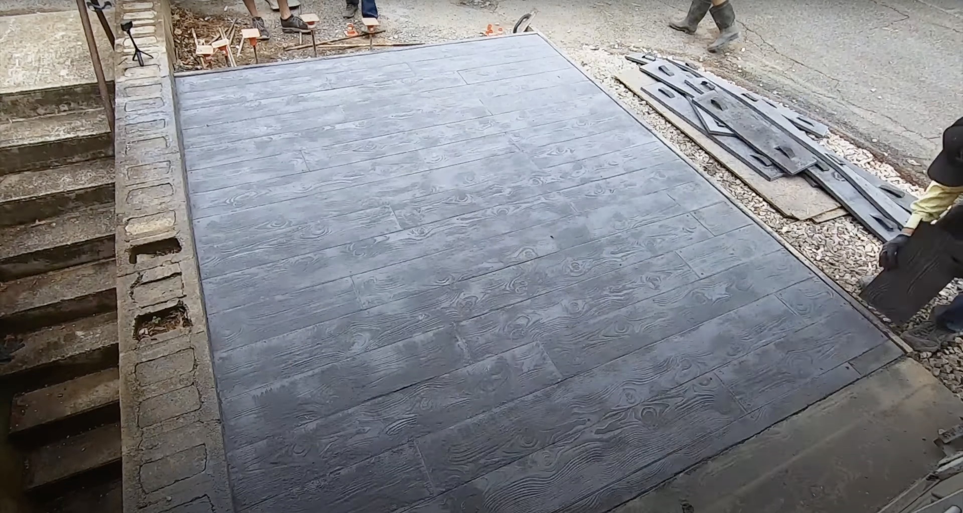 Stamped Concrete Patio - Wood Grain Pattern Beautiful stamped concrete patio with wood grain pattern and professional finishing by Salem Concrete Contractor